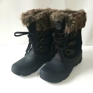 Khombu Black Rubber & Suede Winter Boots Sz 10